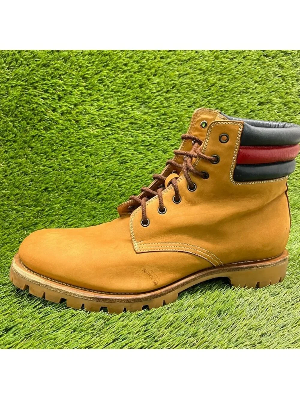 Gucci Marland Mens Size 11 Brown Black Red Outdoor Leather Hiking Combat Boots